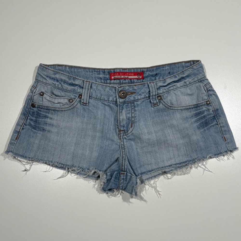 Zana Di Rockin Denim Cutoff Shorts - Size 9 Light Wash Frayed Hem Y2K